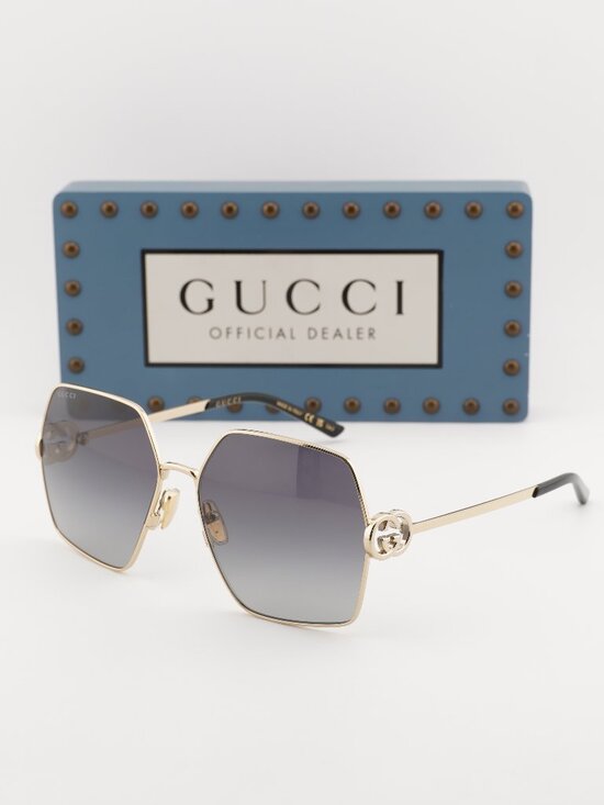 Gucci GG2163S 001 Square Sunglasses - Gold/Grey Gradient main image 10